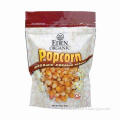 Stand-up Plastic Food Bag with Zipper for Popcorn, Tear Notch and Bottom Gusset